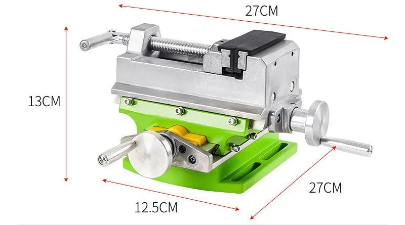 240W bench drill and milling machine on a workbench with heavy-duty steel clamping pliers.