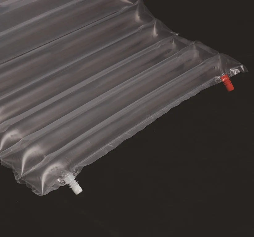 Transparent inflatable airbed for outdoor camping showing clear material and dimensions