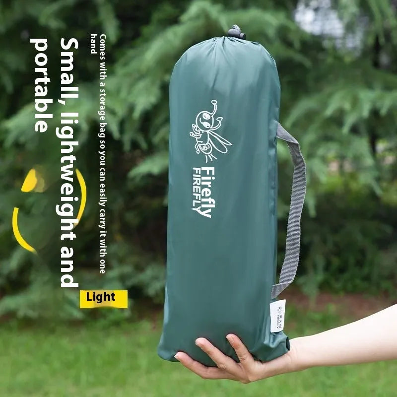 Single-person camping tent in Army Green colour with manual setup poles and compact storage size