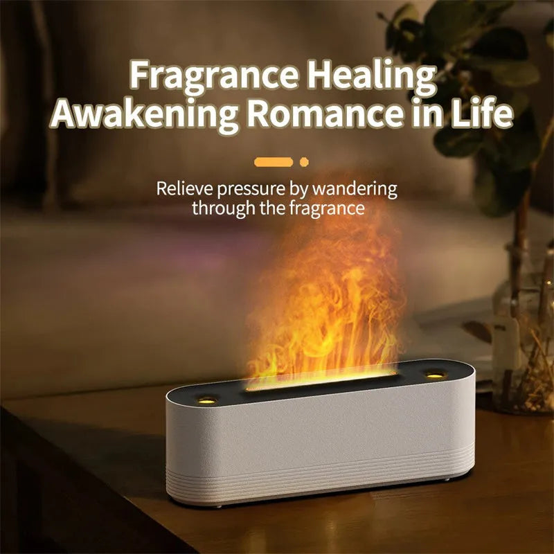 Flame Air ultrasonic humidifier and aroma diffuser with LED light display in black or white