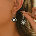 Silver retro drop dangle earrings for women with a creative design.