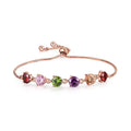 Fashion simple copper bracelet with zircon inlays in geometric shape on woman's wrist
