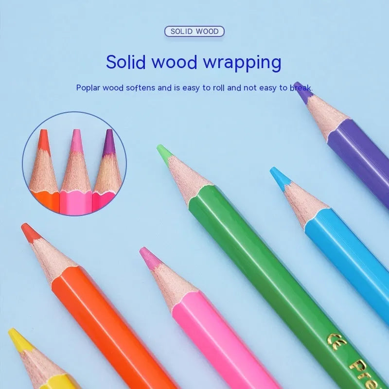 Set of wooden double-headed coloured pencils in 12-piece and 6-piece pack options for art students.