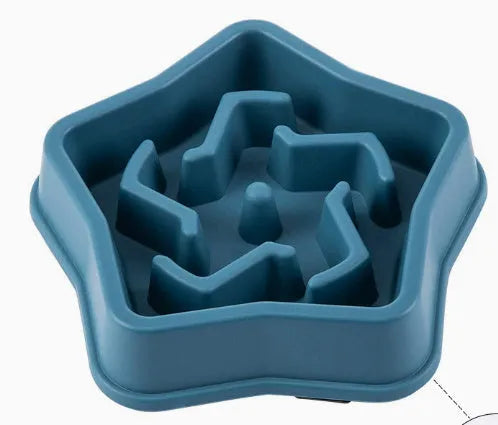 Plastic pet slow feeding dog bowl in colour option with anti-skid base and anti-choke design