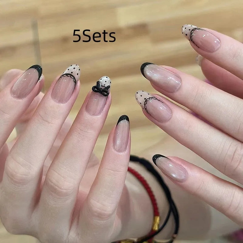 Square shaped acrylic false nails set with nail glue for DIY manicure