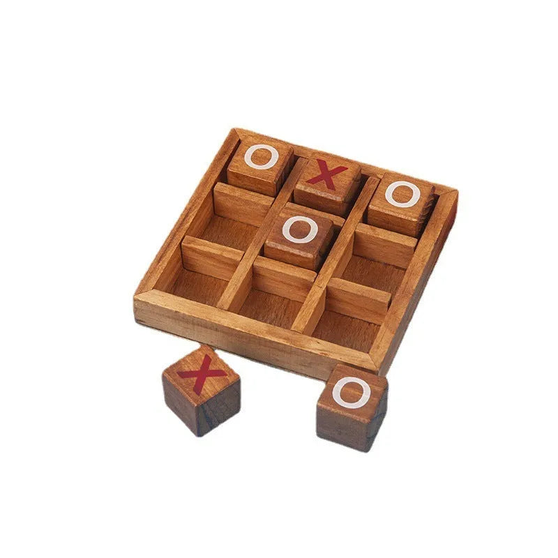 Children's wooden XO Chess board game on table for intellectual development ages 0-6