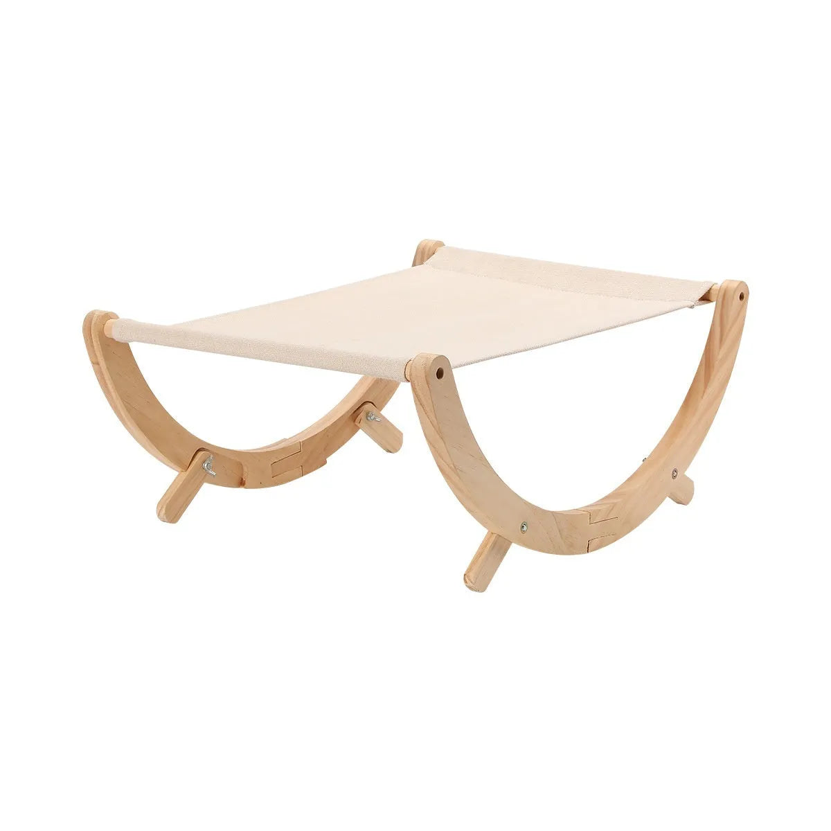 Solid wood foldable cat hammock bed with removable cover in canvas or plush options