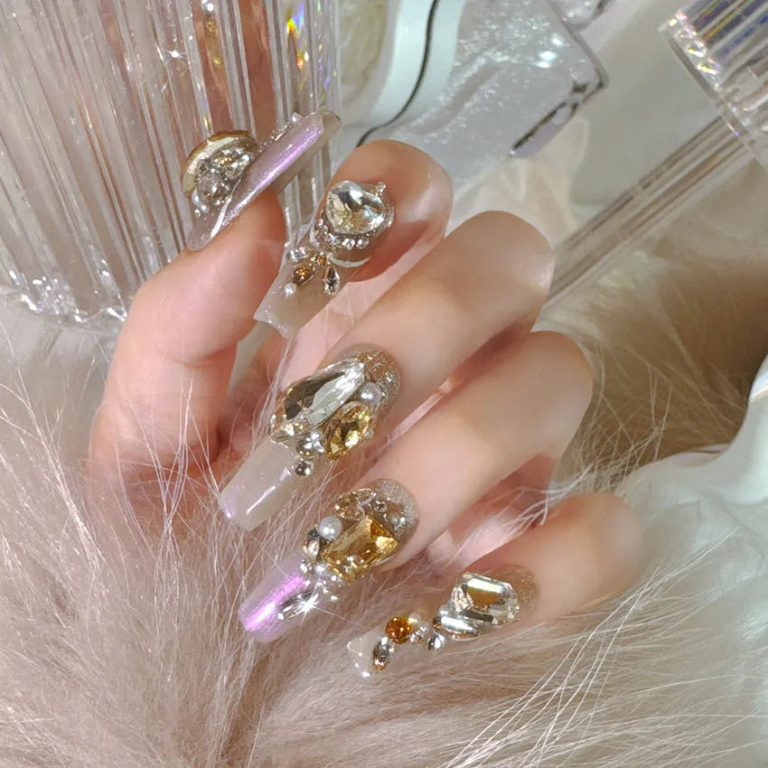 Flash style false nail patches with S sizing and two application methods in card packaging
