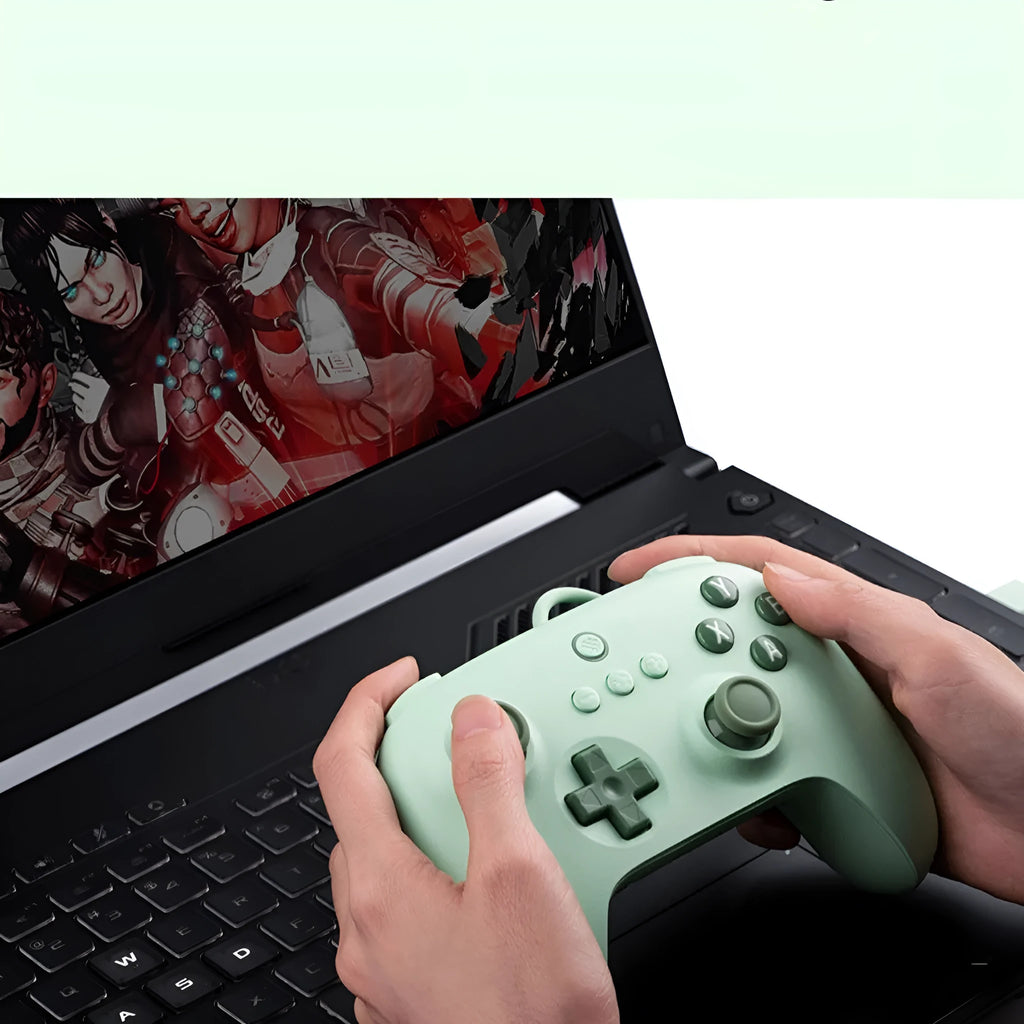 Wired game console handle controller in green with HAILANG non-slip rocker and 1.8m USB cable