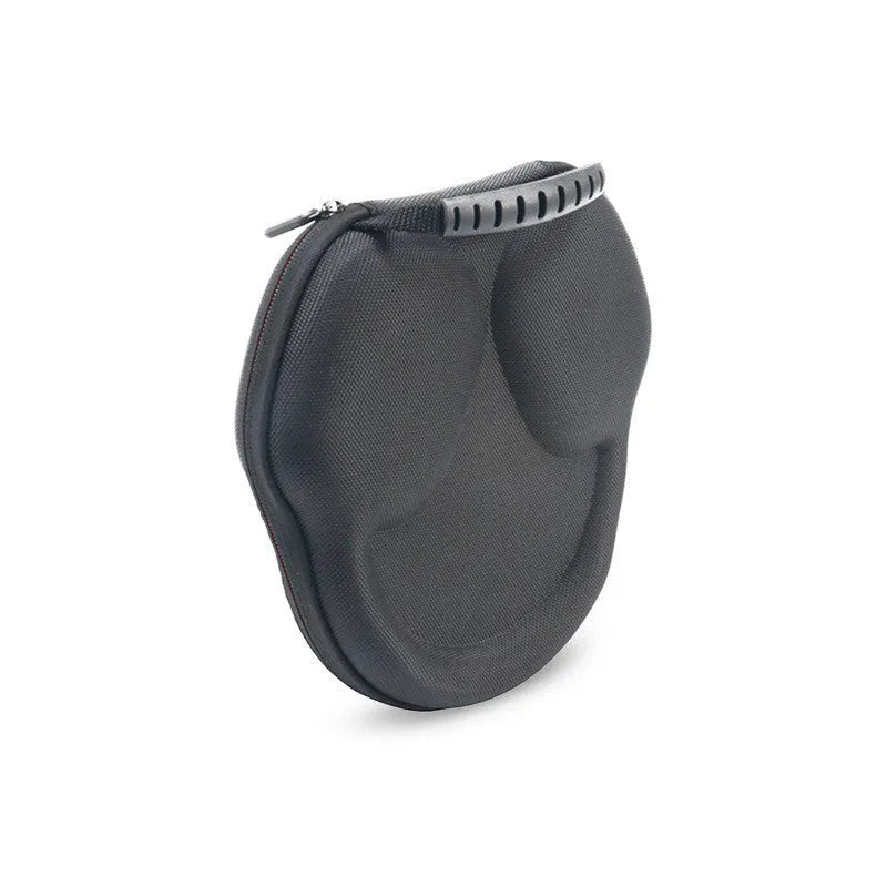 Black EVA Oxford cloth headphone storage bag with hard shell, 22x21x5.5cm, on flat surface