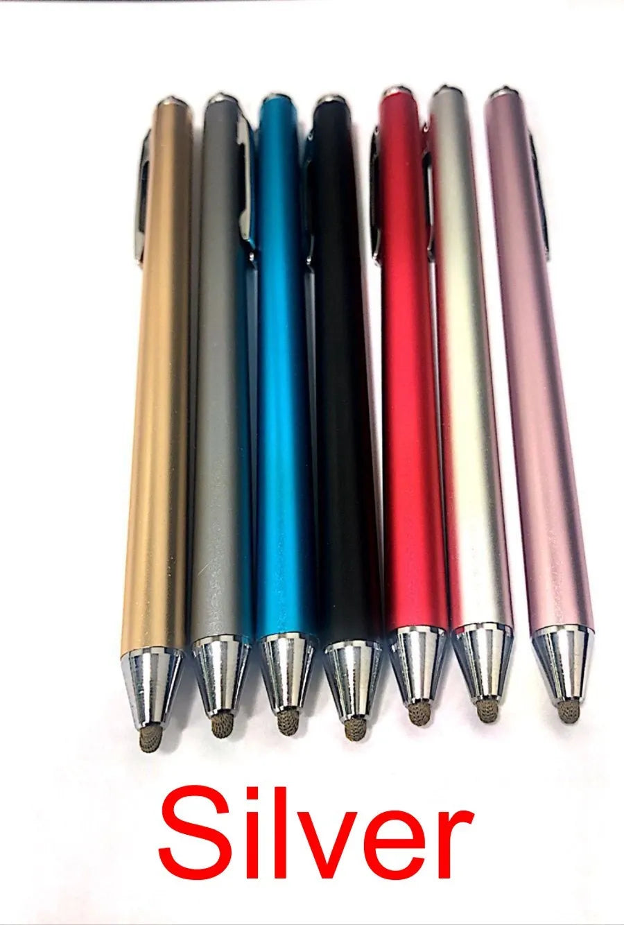 Black metal stylus with a fine 1.4mm tip for precise drawing on a smartphone screen.