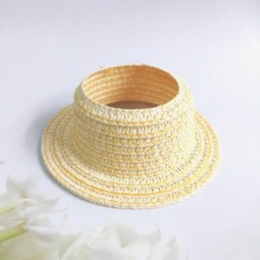 Papyrus straw hat with ear leakage coverage in seven colours, available in M and L