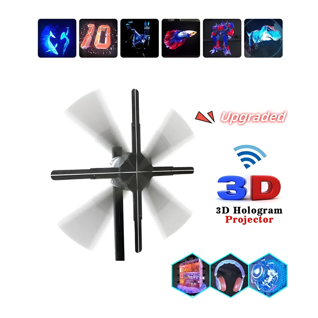 42cm 3D holographic advertising fan screen display unit with LED lighting for commercial use