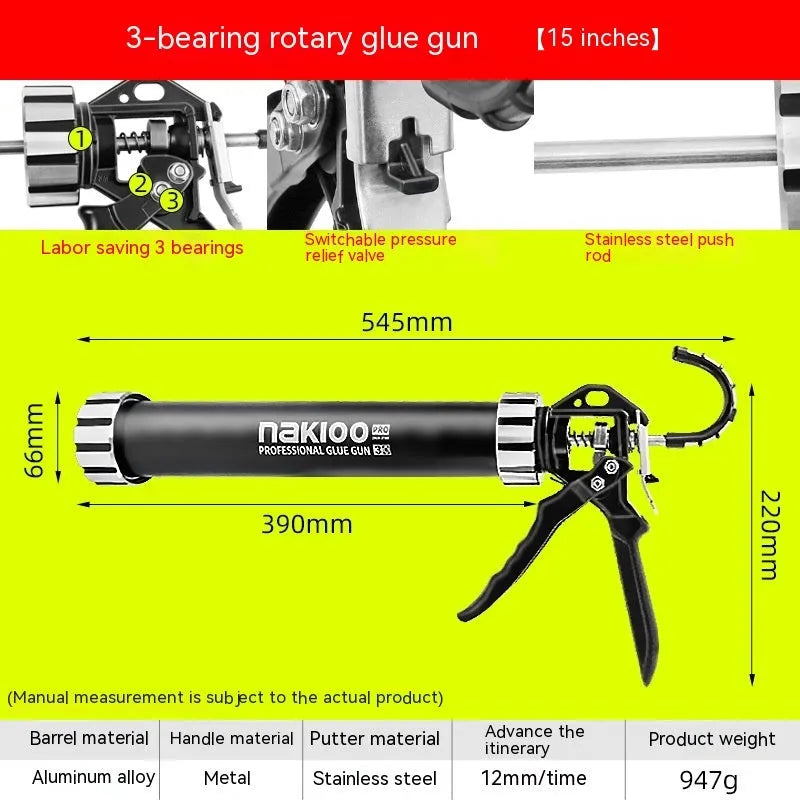 13 bearing aluminium alloy automatic adhesive breaking glass glue gun for sealants