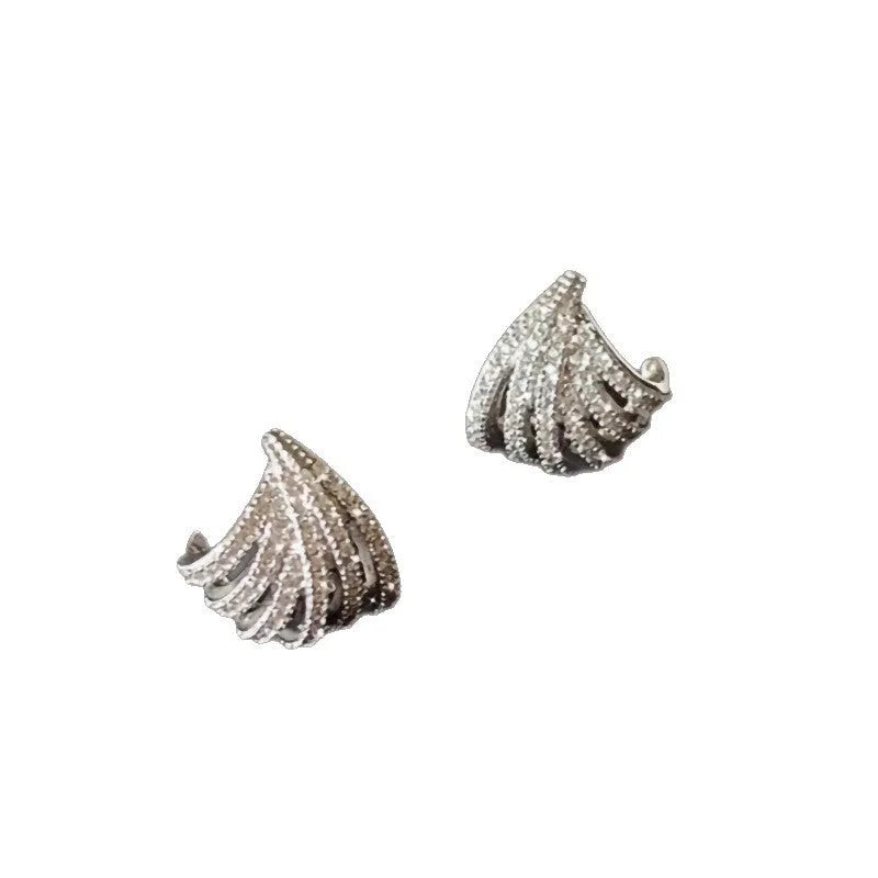 Geometric zircon earrings for women with a platinum electroplated finish.