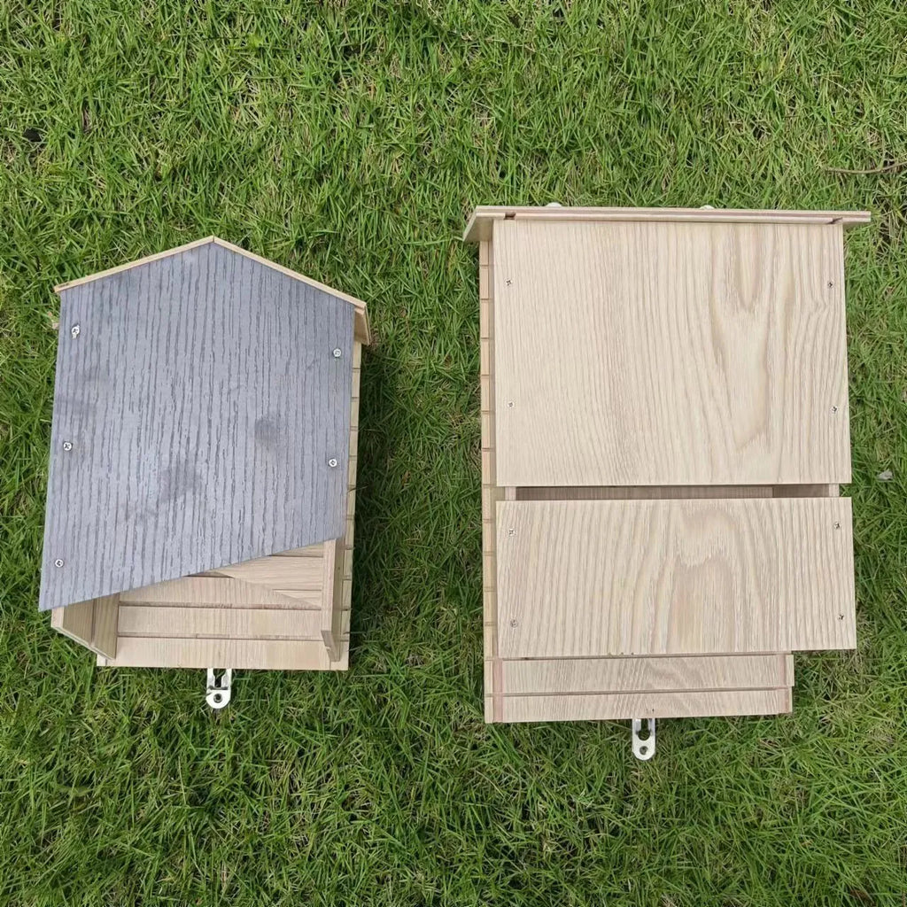 Wooden single-layer bat house made from triple wood, 24 x 8.3 x 9.3 cm, for outdoor garden eaves use