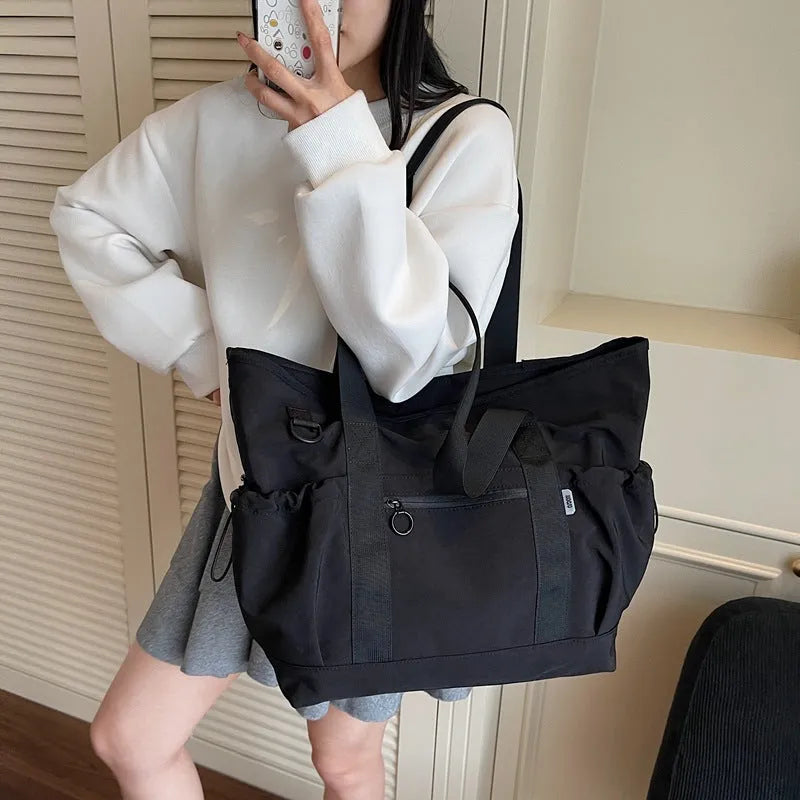 Women's lightweight yoga travel bag in grey, black or green Oxford cloth with letter pattern, 36-55L capacity