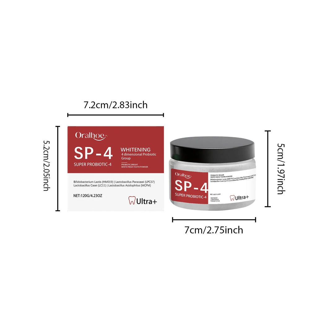 Bright White Stain Removing Tooth Powder 120g container with peppermint and sodium bicarbonate ingredients