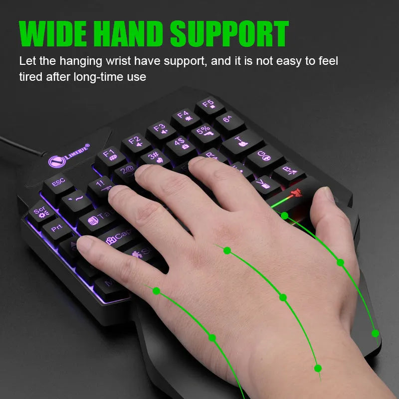 GK103S one-handed mechanical gaming keyboard with black ABS case and detachable cable