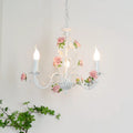 Wrought iron chandelier with flower and plant detailing, 3 6 or 8 heads, 220V, French pastoral style