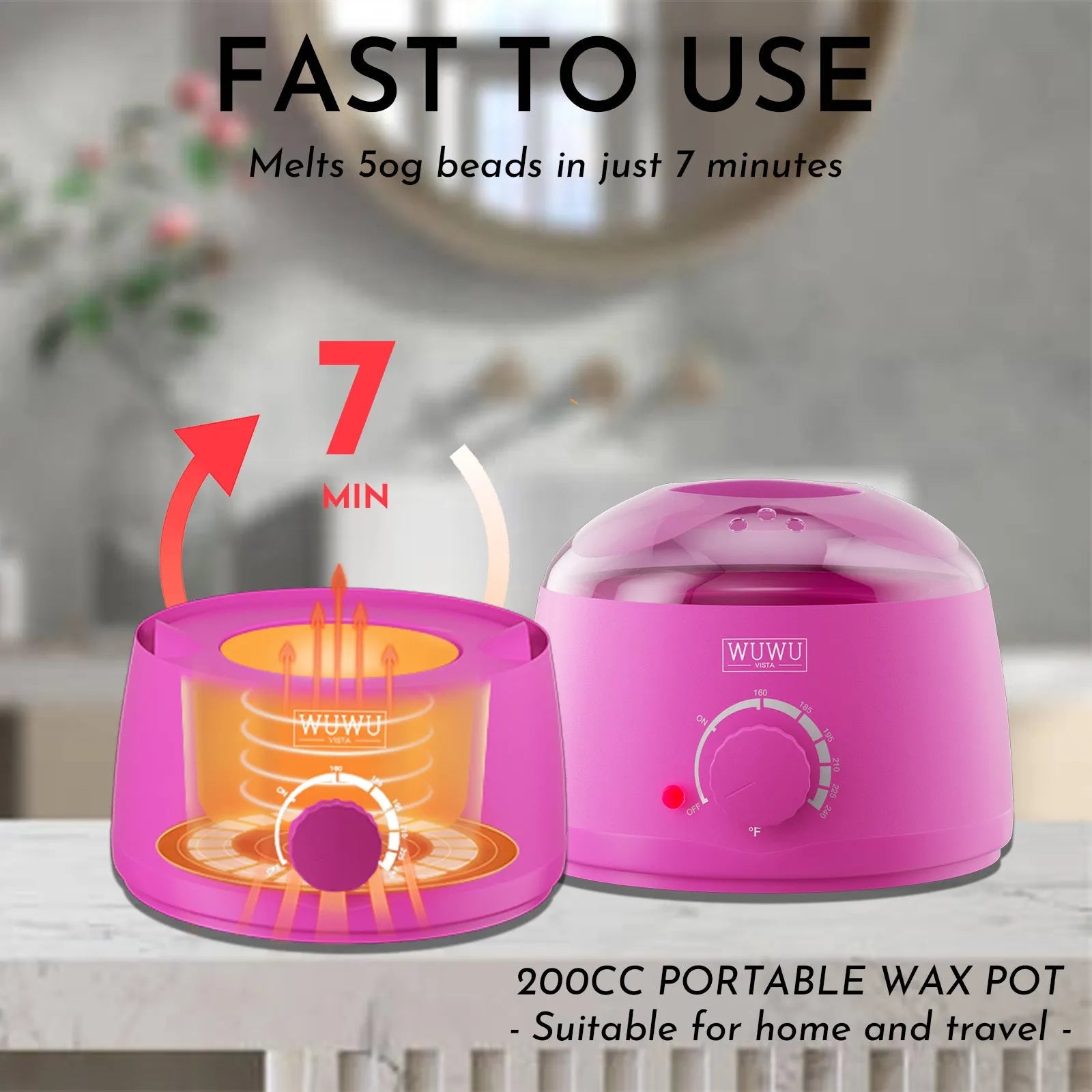 Waxing kit with black or pink wax warmer, hard wax beads, applicator sticks and silicone tools