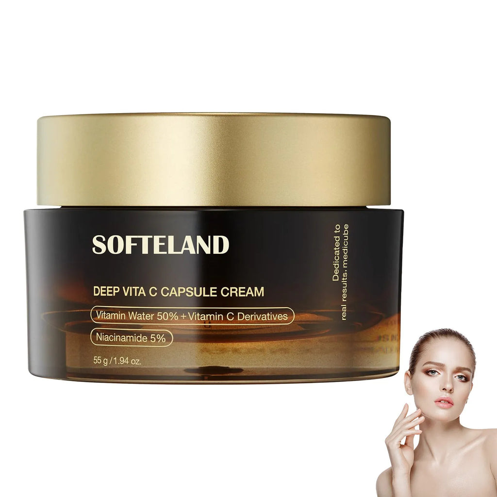 Vitamin C facial capsule 55g in container with small spoon for application