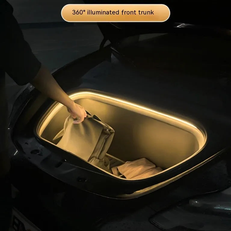Tesla Model 3 Model Y front backup box ambient light kit with silicone light bar in three colour options