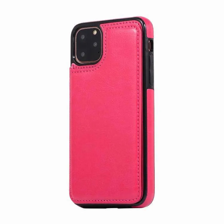 Crazy horse pattern leather double buckle bracket holster phone case for iPhone 13 in multiple colours