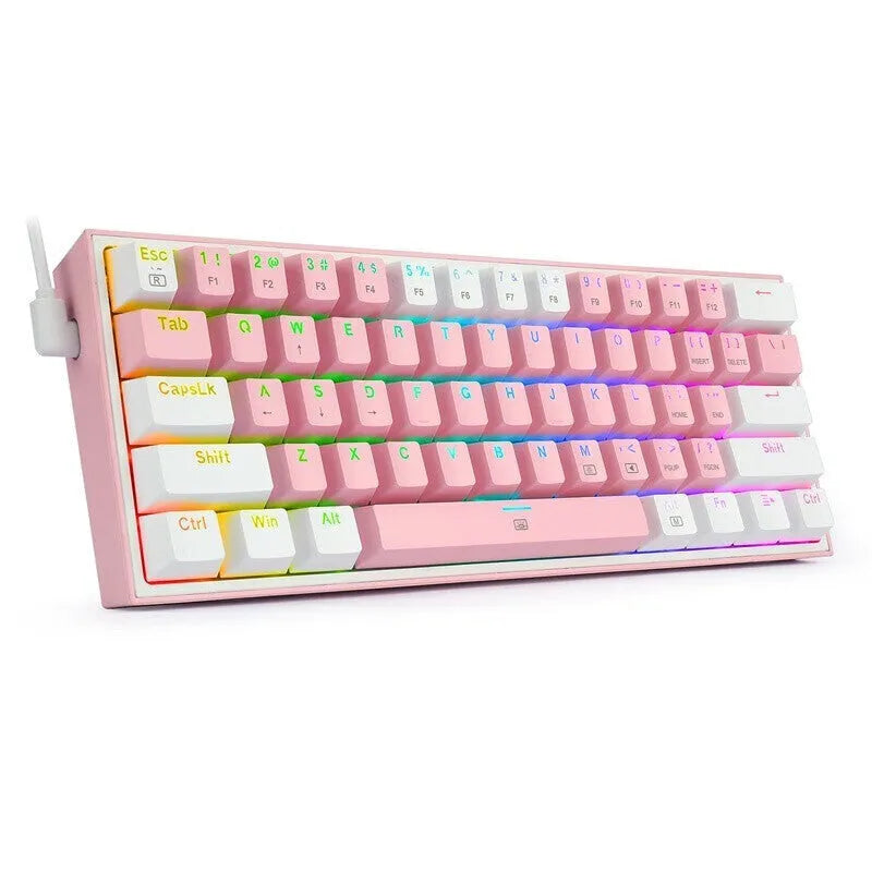 K617 mechanical keyboard with RGB lighting in white pink colour option