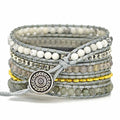 Natural stone beaded crystal watch band with bohemian styling and three adjustment holes for 38-41mm or 42-45mm lug widths