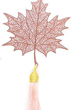 Rose gold electroplated brass bookmark with hollow plating maple leaf design