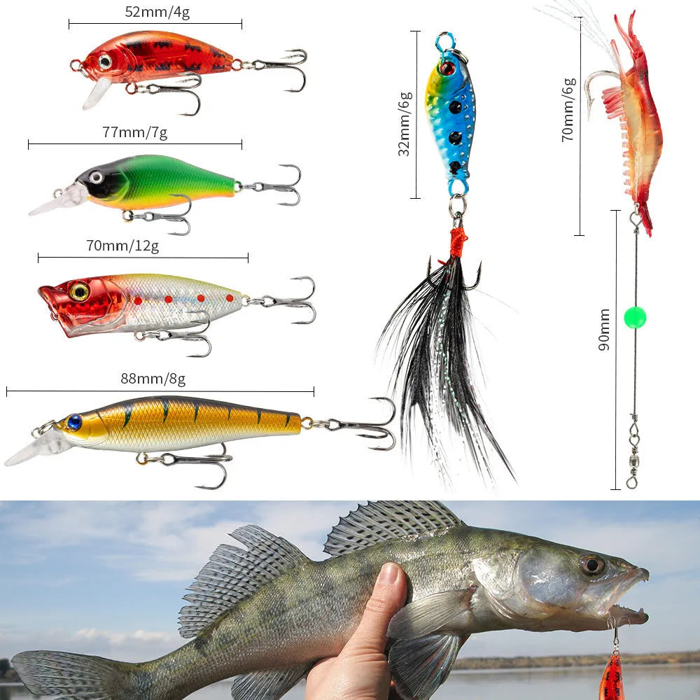Blind box containing 24 metal Christmas Mino Bog fishing lures in a silver and red colour scheme