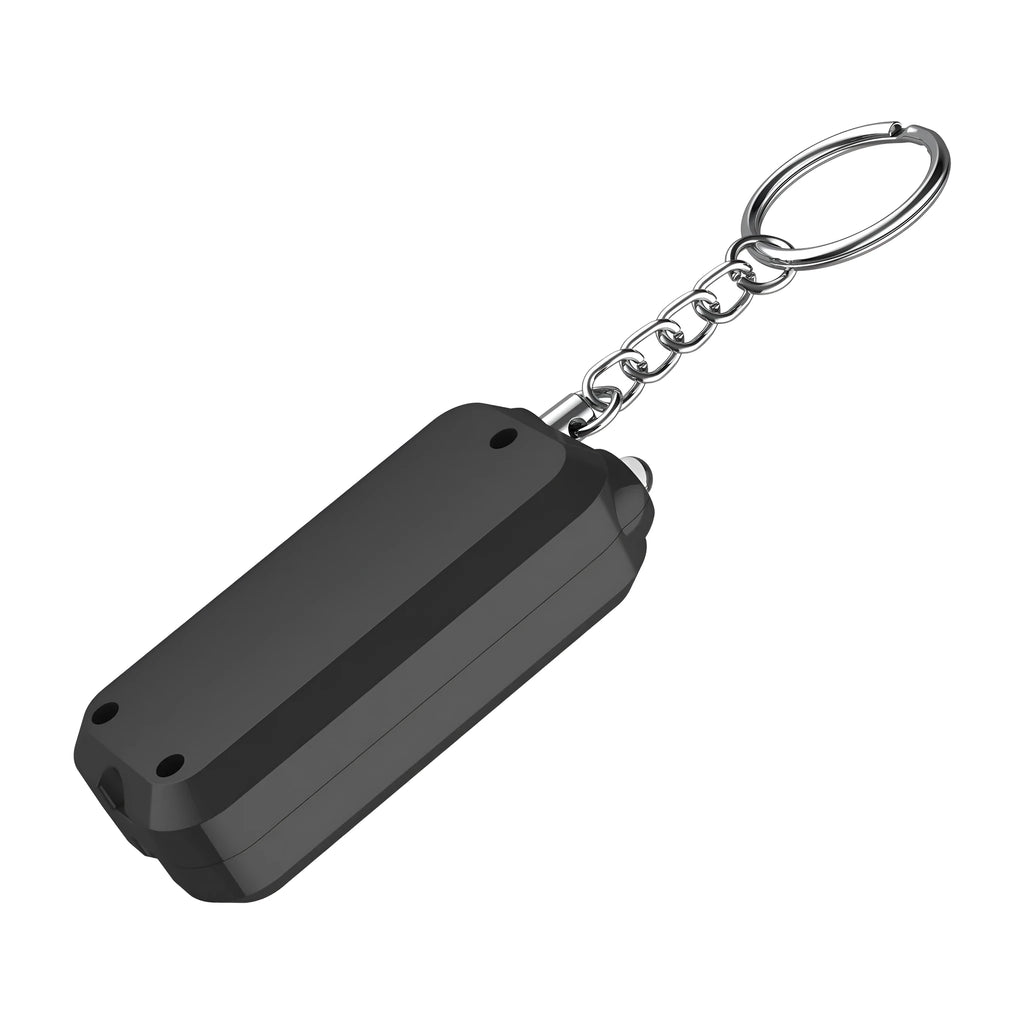 Personal safety alarm measuring 65x30x12mm in pink colour with 130dB sound