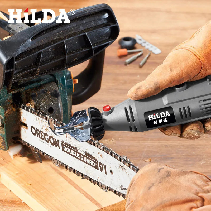 Electric chain grinder saw blade grinding accessories set with 70mm x 50mm grinding wheel