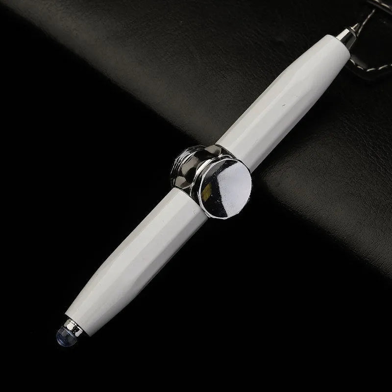 Metal gyro ballpoint pen with spinning mechanism and coloured ink refill options