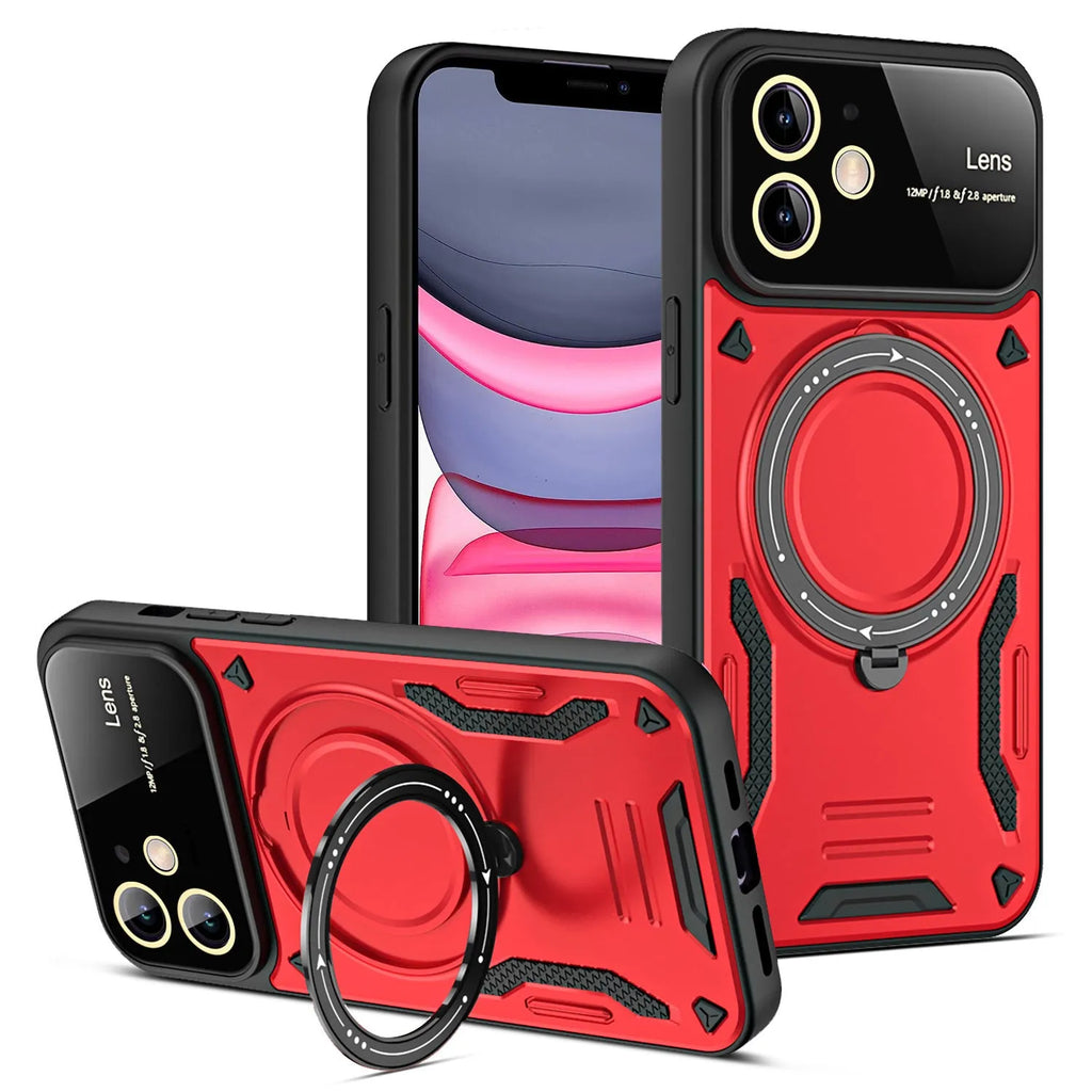 U-shield magnetic bracket phone case for iPhone 11 to 14 Pro Max, TPU PC anti-fall cover, multiple colours