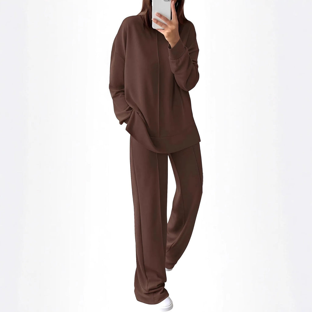Women's Army Green long-sleeve polyester jogging suit co-ord set with matching trousers
