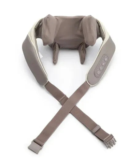 Creamy white rechargeable shoulder and neck massager with infrared physiotherapy function