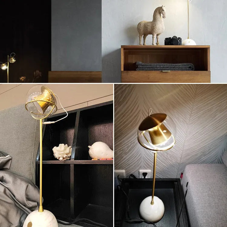 Glass lampshade desk lamp with touch dimmer control on base