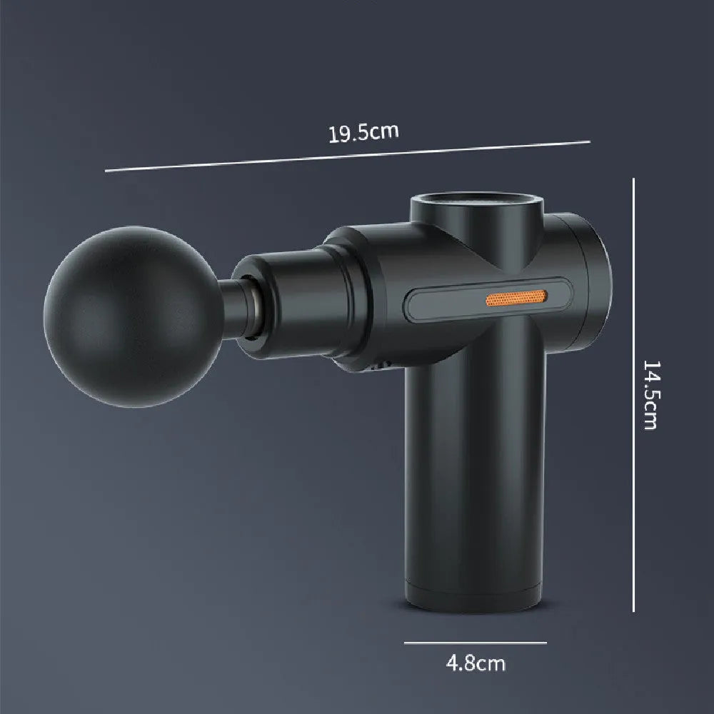 Electric muscle massage gun with 4 heads and LCD display in 720 black colour