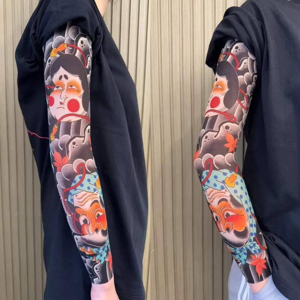 Unisex flower arm nylon sun protection ice sleeves in dragon pattern for outdoor use