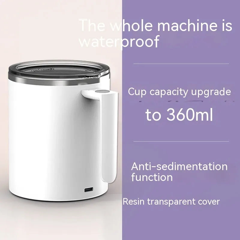 Automatic stirring coffee cup with magnetic mixing technology and rechargeable battery in 360ml capacity