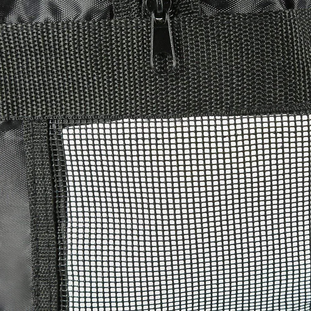 Black cat washing bag made from PU Oxford fabric, shown open at 28×17×2.5cm and folded to 10×10×3cm
