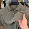 Rhombus pattern thin ice silk short sleeve T-shirt with a slit design, shown in black.