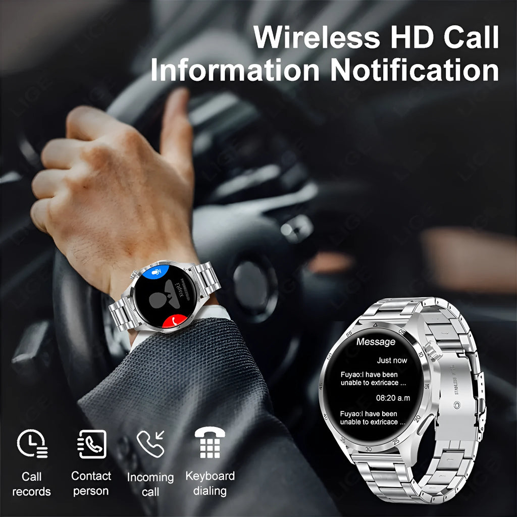 Sport smart watch with Bluetooth calling, waterproof design, TFT screen, 300mAh battery, and black or silver strap options