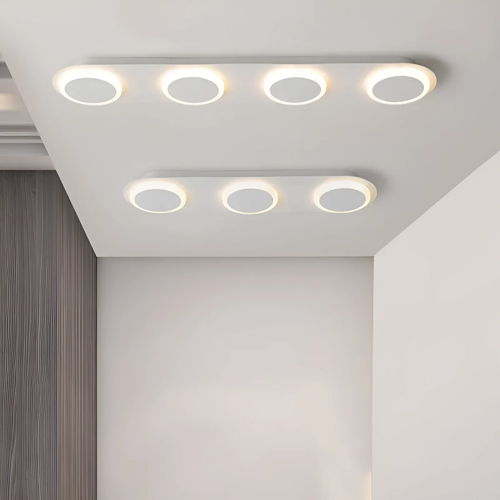 Strip ceiling lamp matte white 3 heads iron acrylic shade mounted on hallway ceiling