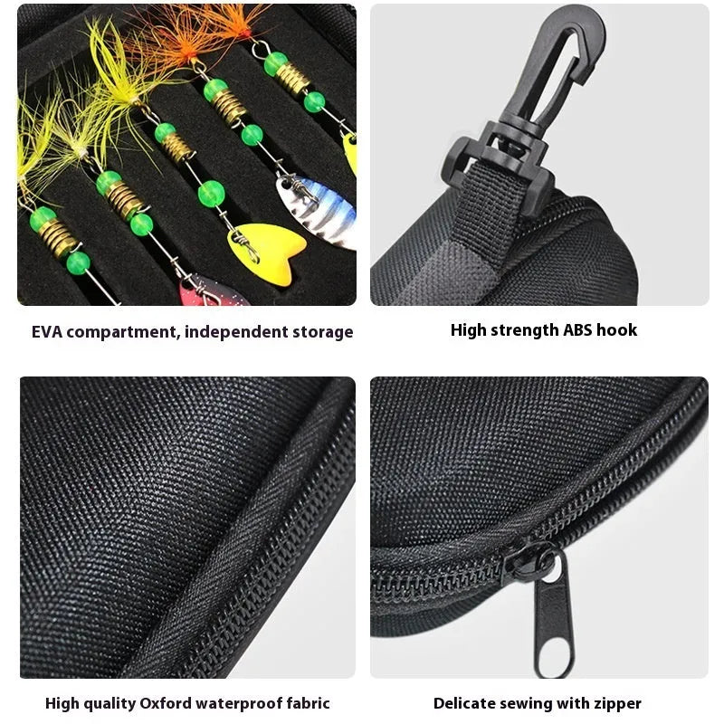 Composite sequin fishing bait bag with 16 pieces in durable Oxford cloth organiser