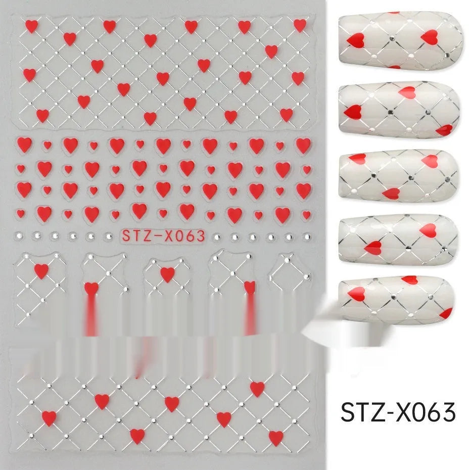Black and silver striped cartoon pattern nail stickers with plastic application tool