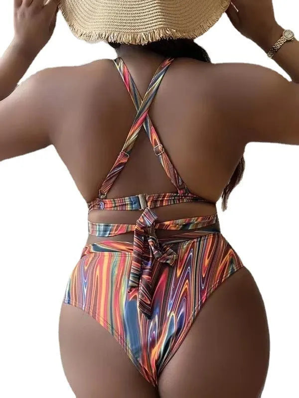 Women's floral high waist bikini swimsuit in picture colour with plus sizes available