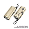 Portable mini capsule power bank in beige with ABS shell and compact design